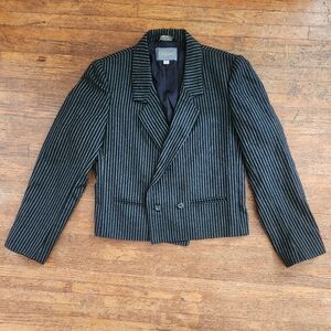Vtg 80s Womens Epitome Made in Japan pinstripe Blazer 100% Wool Jacket Sportcoat